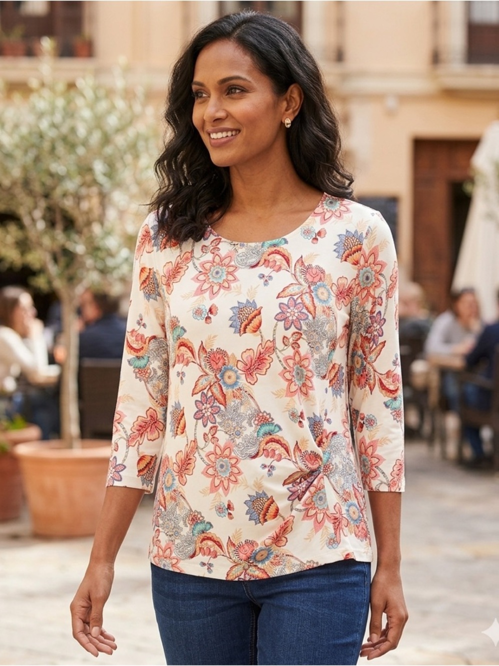 Olga Santoni /Floral Top Made in Italy Size 12/ 46 NWT